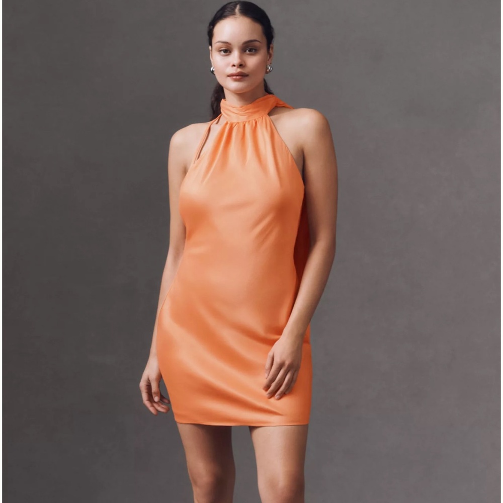 BHLDN "Julia" Scarf Halter Mini Dress in Orange (NWT)